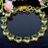 Green Amethyst Silver Bracelet for Wedding