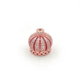 Micro Pave Clear CZ Crown Beads for DIY Bracelets, 10mm or 13mm
