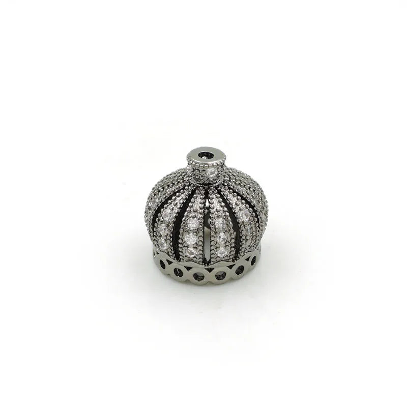 Micro Pave Clear CZ Crown Beads for DIY Bracelets, 10mm or 13mm