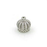Micro Pave Clear CZ Crown Beads for DIY Bracelets, 10mm or 13mm