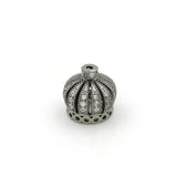 Micro Pave Clear CZ Crown Beads for DIY Bracelets, 10mm or 13mm