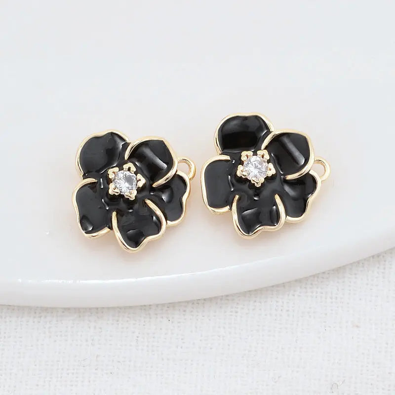 14K Brass Flowers Charms Pendants Jewelry Making Supplies