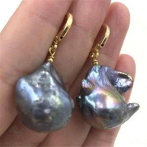 13-14MM Baroque Pearl Earrings 18K Plating Dangler Party