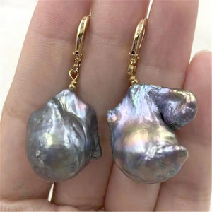 13-14MM Baroque Pearl Earrings 18K Plating Dangler Party
