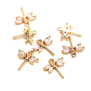 13*14mm Rhinestone Dragonfly Pendant DIY Bracelet Earrings Charms