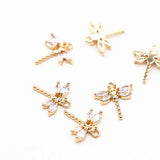 13*14mm Rhinestone Dragonfly Pendant DIY Bracelet Earrings Charms