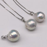 Baroque Pearl Pendant Silver Necklace 18in Classic Wedding Jewelry
