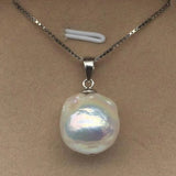 Baroque Pearl Pendant Silver Necklace 18in Classic Wedding Jewelry