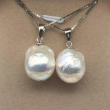Baroque Pearl Pendant Silver Necklace 18in Classic Wedding Jewelry
