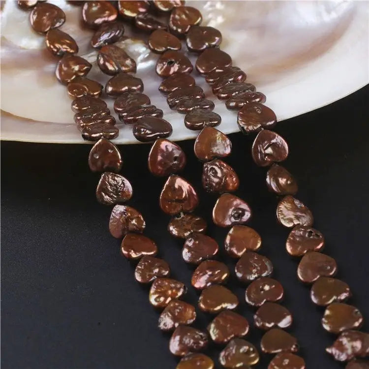 13-14mm Brown Irregular Heart Shape Freshwater Pearl Strings for DIY Jewelry