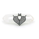 Micro Pave Clear CZ Heart Of Ring Charm Double Circle Necklace Jewelry