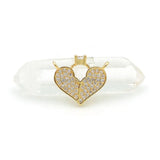 Micro Pave Clear CZ Heart Of Ring Charm Double Circle Necklace Jewelry