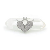 Micro Pave Clear CZ Heart Of Ring Charm Double Circle Necklace Jewelry