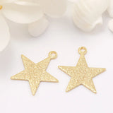 14K Plated Frosted Stars Pendants For Jewelry Making DIY Earring Charms