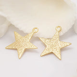 14K Plated Frosted Stars Pendants For Jewelry Making DIY Earring Charms