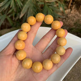 Natural Myanmar Yellow jade Bracelet 13-15MM