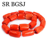 Orange Coral Freeform Column Beads Strand 15inch