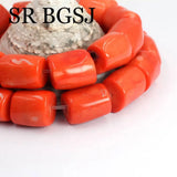 Orange Coral Freeform Column Beads Strand 15inch