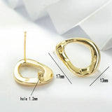 13*17MM 14K Plated Brass Oval Stud Earrings
