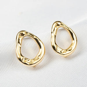 13*17MM 14K Plated Brass Oval Stud Earrings