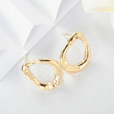 13*17MM 14K Plated Brass Oval Stud Earrings