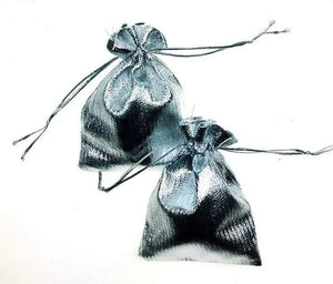 100pcs Silver Drawstring Bags Wedding Party Christmas Gift Jewelry Pouches