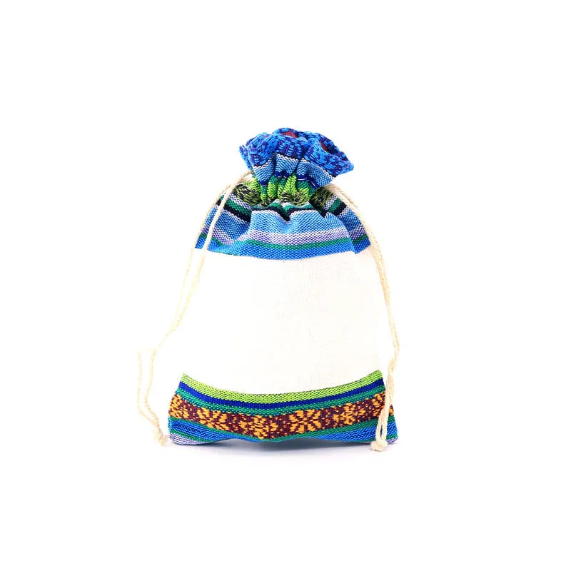 2pcs Retro Drawstring Cotton Linen Storage Bag Gift Candy Tea Organizer