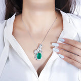 Emerald Paraiba Tourmaline Pendant Necklace Vintage Leopard Choker Jewelry Gift