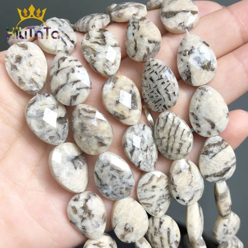 Natural Feldspar Stone Beads Water Drop Faceted Loose Spacer Beads
