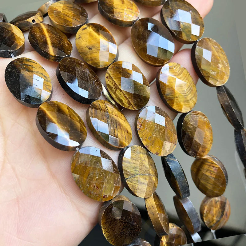 Natural Yellow Tiger Eye Stone Beads Faceted Loose Spacer Beads 10Pcs