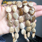 Natural Picture Stone Jaspers Beads Water Drop Faceted Loose Beads