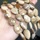 Natural Picture Stone Jaspers Beads Water Drop Faceted Loose Beads