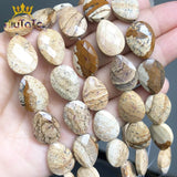 Natural Picture Stone Jaspers Beads Water Drop Faceted Loose Beads