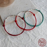 925 Silver Rope Bracelets Bamboo Green Red Thread Line