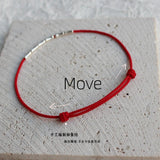 925 Silver Rope Bracelets Bamboo Green Red Thread Line