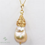 Pink Baroque Pearl Pendant Necklace 18-inch Women Charm Aurora Cultured