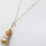 Pink Baroque Pearl Pendant Necklace 18-inch Women Charm Aurora Cultured