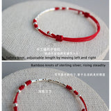 925 Sterling Silver Rope Bracelets Bamboo Red Thread Line String Bracelets