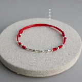925 Sterling Silver Rope Bracelets Bamboo Red Thread Line String Bracelets