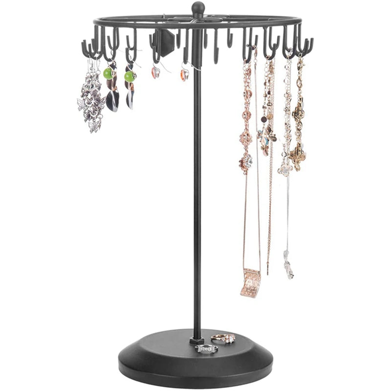 13.3 Inch Metal Rotating Jewelry Stand Organizer for Necklaces and Bracelets
