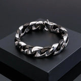 Glossy 316L Cuban Stainless Steel Link Chain Bracelet Men's Jewelry