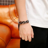 Glossy 316L Cuban Stainless Steel Link Chain Bracelet Men's Jewelry