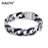 Glossy 316L Cuban Stainless Steel Link Chain Bracelet Men's Jewelry