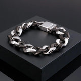 Glossy 316L Cuban Stainless Steel Link Chain Bracelet Men's Jewelry