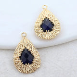 14K Brass Zircon Drop Pendants Jewelry Making Supplies