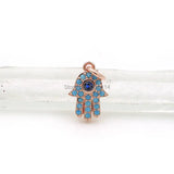Micro Pave Kallaite&Blue CZ Palm Charm for DIY Bracelets or Necklaces