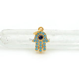 Micro Pave Kallaite&Blue CZ Palm Charm for DIY Bracelets or Necklaces