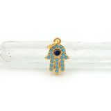 Micro Pave Kallaite&Blue CZ Palm Charm for DIY Bracelets or Necklaces