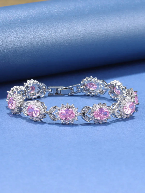 Bridal Wedding 925 Silver Zircon Charm Bracelet For Women