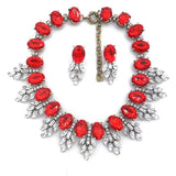 Colorful Flower Necklace Ear drop Gem Women Wedding Jewelry